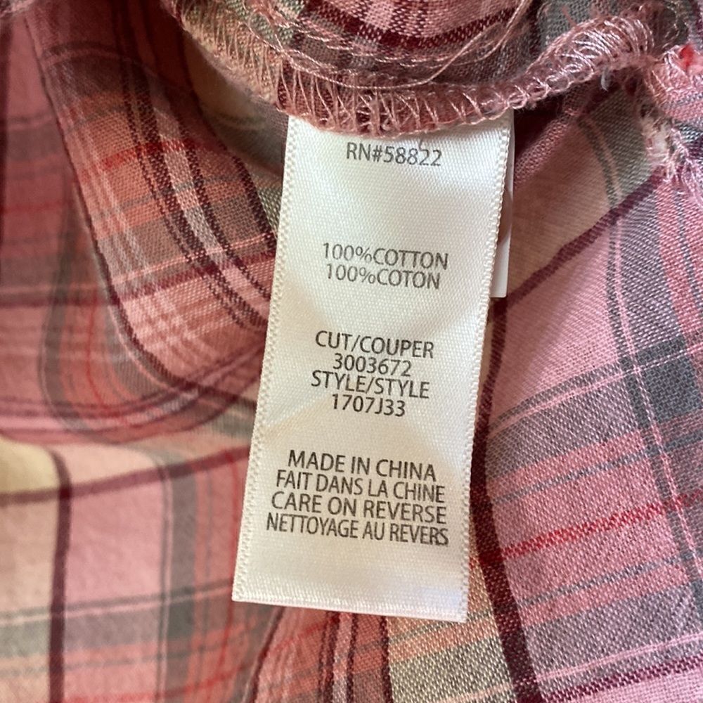 Pretty Plaid Popover Cotton Button Front Top By Max Studio - Picture 4 of 6